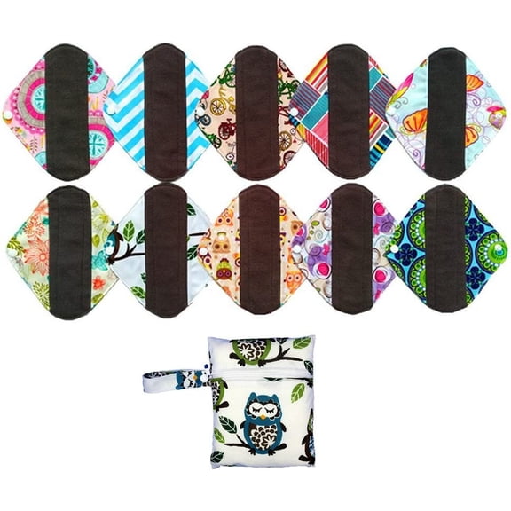 10PCS 8 Inch Reusable Washable Menstrual Pads Sanitary Pads Panty Liner