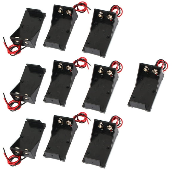 10PCS 9 Volt Battery Holder Screw Mounted Storage Case Box Wire Connector Black