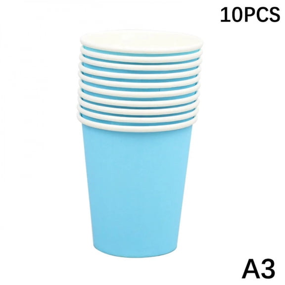 10PCS 9oz/250ml Solid Color Thick Paper Cup Disposable Cup Wedding Birthday Party Disposable Tableware Disposable Paper Cup Set