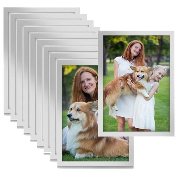 10PCS A5 Magnetic Diamond Art Frames, Self Adhesive Picture Frame Frames Display Silver