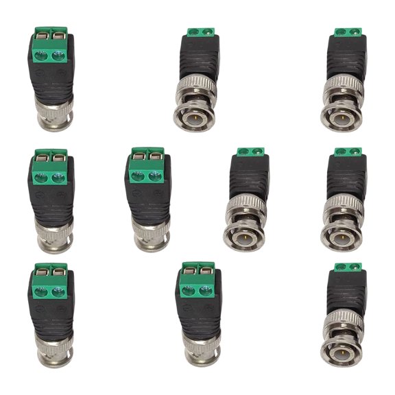10PCS ABS And Metal BNC Connector For Monitor Security Systems BNC Male Balun Adapter to 2 Screw Terminal Easy Installation