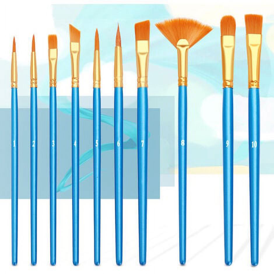10PCS Acrylic Painting Brushes, Nylon Smooth Nib Artist Brush, Oil