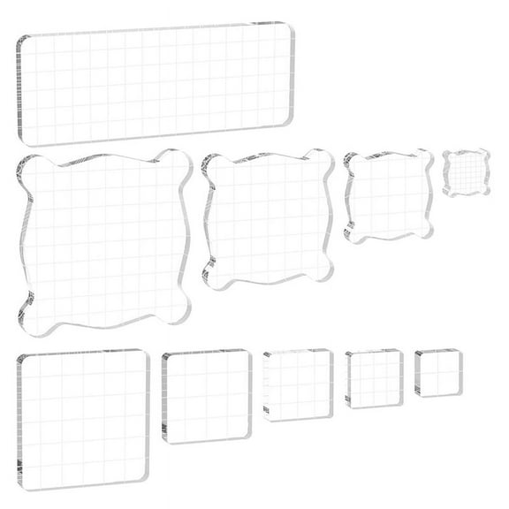 10PCS Acrylic Stamp Block,Versatile Assorted Size Stamp Blocks, Stamping Platform Stamping Tools Set for Card Making