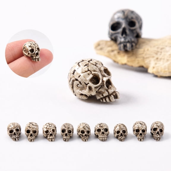 10PCS Animal Skull Miniatures, 1.18in Plastic Halloween DIY Decorations (Beige)