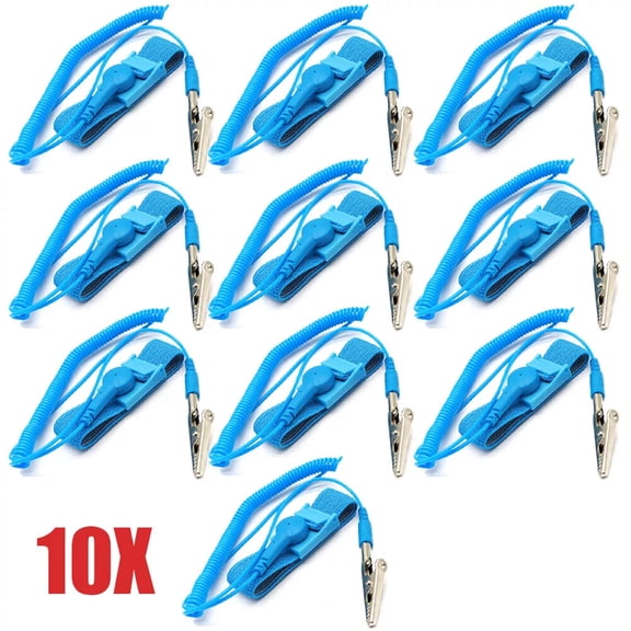 10PCS Anti-Static Wrist Band ESD Grounding Strap Prevents Static Build Up, Blue