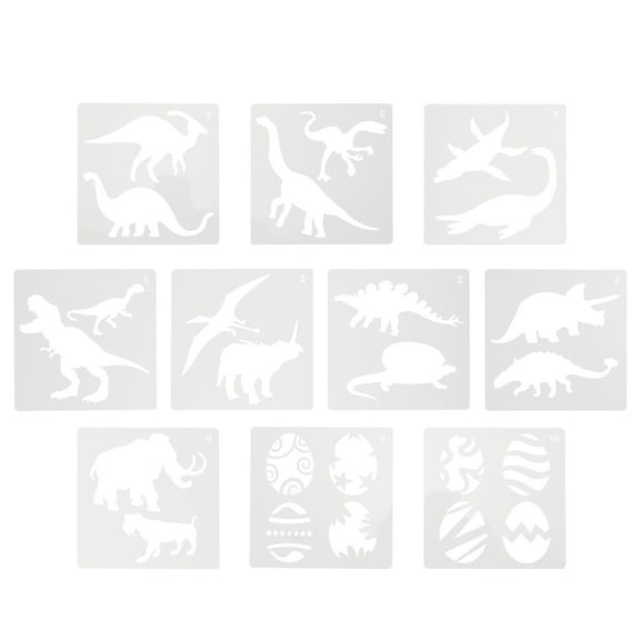 10PCS Dinosaur Art Painting Stencils Reusable Drawing Templates for Kids and Adults Craft Supplies