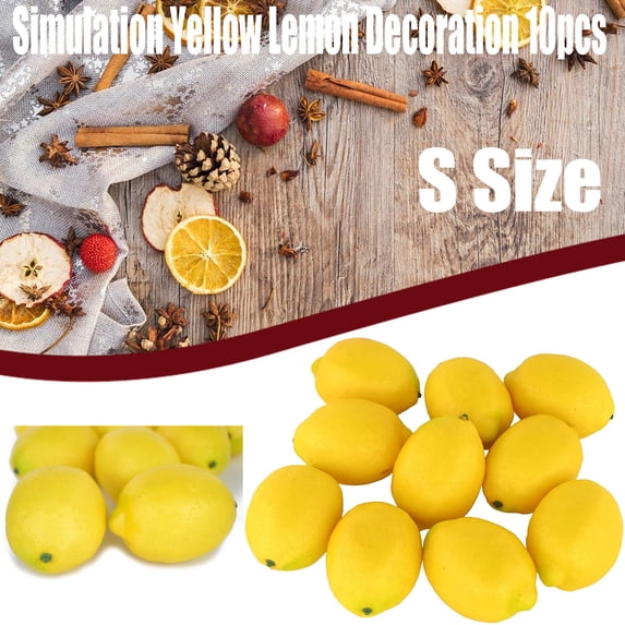 10PCS Artificial Lemons, Simulation Lifelike Lemons Decor, Yellow Fake Lemons Faux Fruit for Home Kitchen Wedding Party Decoration Photography