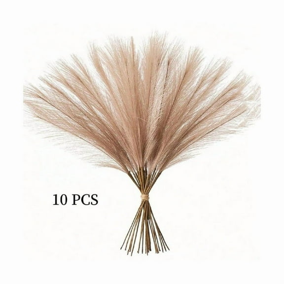 10PCS Artificial Pampas Grass Decor – 21.65" Fluffy Bohemian Reed Stems for Wedding, Home, Vase Arrangement (Hypoallergenic, No Shedding)