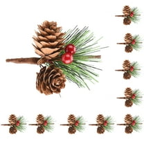 10PCS Artificial Pine Picks Small Pine Tree Plants Red Pinecones for Christmas Flower Arrangements Wreaths and Holiday Decorations