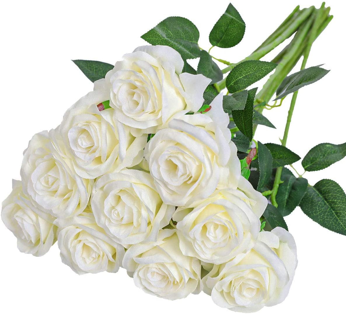 10PCS Artificial Silk Rose Flower Bouquet Lifelike Fake Rose Long Stem ...