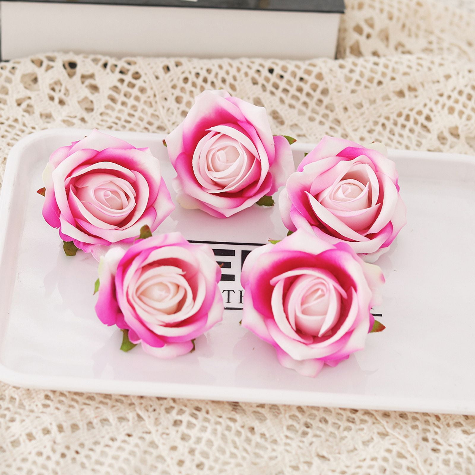 10PCS Artificial Silk Rose Head Decoration Home Wedding Christmas