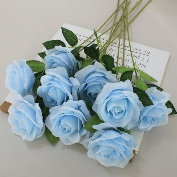 10PCS Artificial Silk Roses Bouquet - Long Stem Fake Roses for Valentine's, Mother's Day & Wedding Decor (50cm)