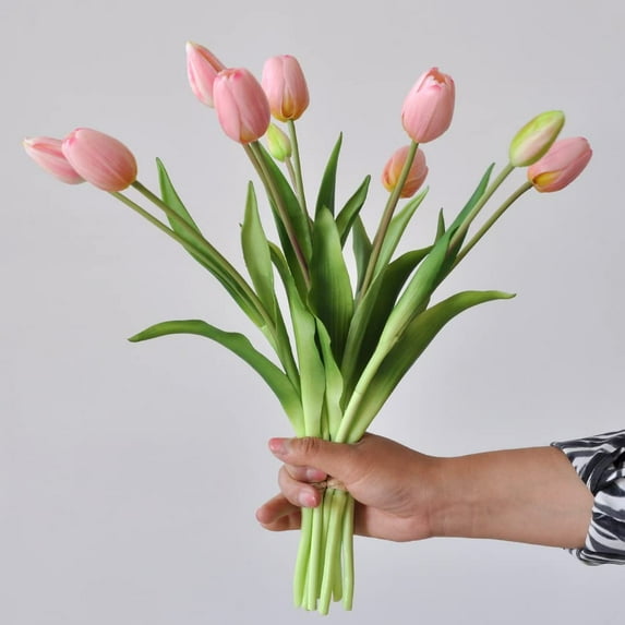 10PCS Artificial Tulip Flowers Real Touch Tulips Plastic Flower Fake Tulips Bouquet Table Arrangements Gift