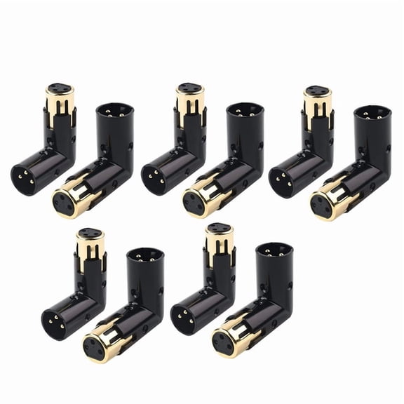 10PCS Audio Adapter Plug Adjustable Male to Female Right Angle XLR Adapter 3Pin Black (XLR 90 Degree Adapter)