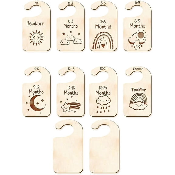 10PCS Baby Closet Dividers 8pcs Wooden Baby Closet Size Divider Organizer Hanger Clothing Dividers for Nursery Decor Newborn Infant 0-24 Months-Weather Theme Mixed Color