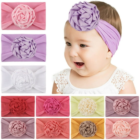 10PCS Baby Girls Headband Rose Flower Soft Stretchy Hair Band Hair Accessories for Baby Girls Newborns Infants Toddlers and Kids 0-24Month