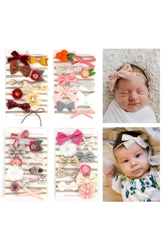 10PCS Baby Girls Nylon Elastic Headband Soft Flower Hair Band For Toddler Infant Newborn