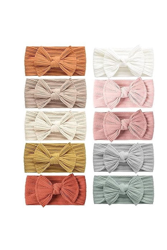 10PCS Baby Nylon Headbands Hair Bows Elastics Handmade Hair Accessories for Baby Girls Babies Newborn Infant Toddler 0-3 0-6 6-12 Months