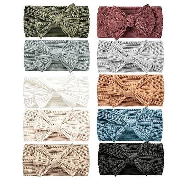 10PCS Baby Nylon Headbands Hair Bows Elastics Handmade Hair Accessories for Baby Girls Babies Newborn Infant Toddler 0-3 0-6 6-12 Months