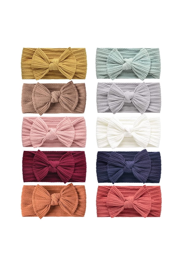 10PCS Baby Nylon Headbands Hair Bows Elastics Handmade Hair Accessories for Baby Girls Babies Newborn Infant Toddler 0-3 0-6 6-12 Months