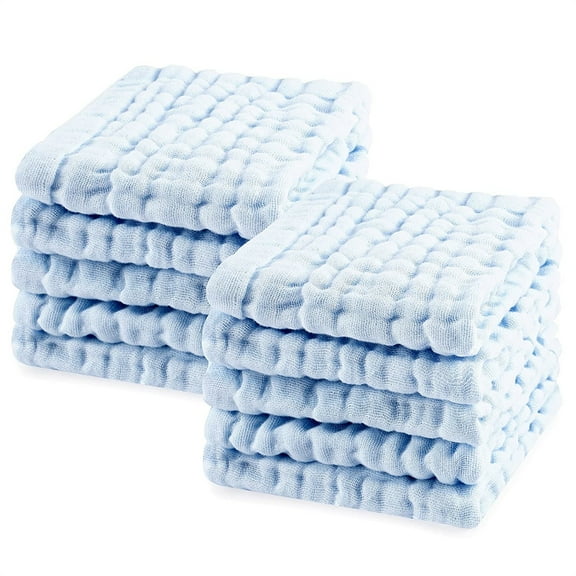 10PCS Baby Towel Baby Bath Towel for Newborn Soft Baby Face Towel Muslin Cotton Hand Towel for Kids Baby Towel-Blue