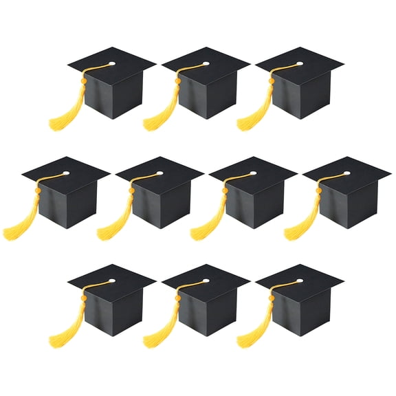 10PCS Bachelor Cap Candy Boxes with Tassels, Graduation Party Favor Boxes for Kindergarten, School & Ceremonies