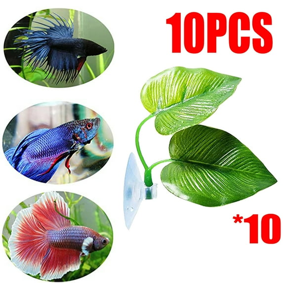 10PCS Betta Leaf Hammock Fish Rest Leaf Fish Tank Decorations Plant Aquarium Betta Fish Decoration Accessories, Suitable For Large And Small Fish Tanks, Aquariums