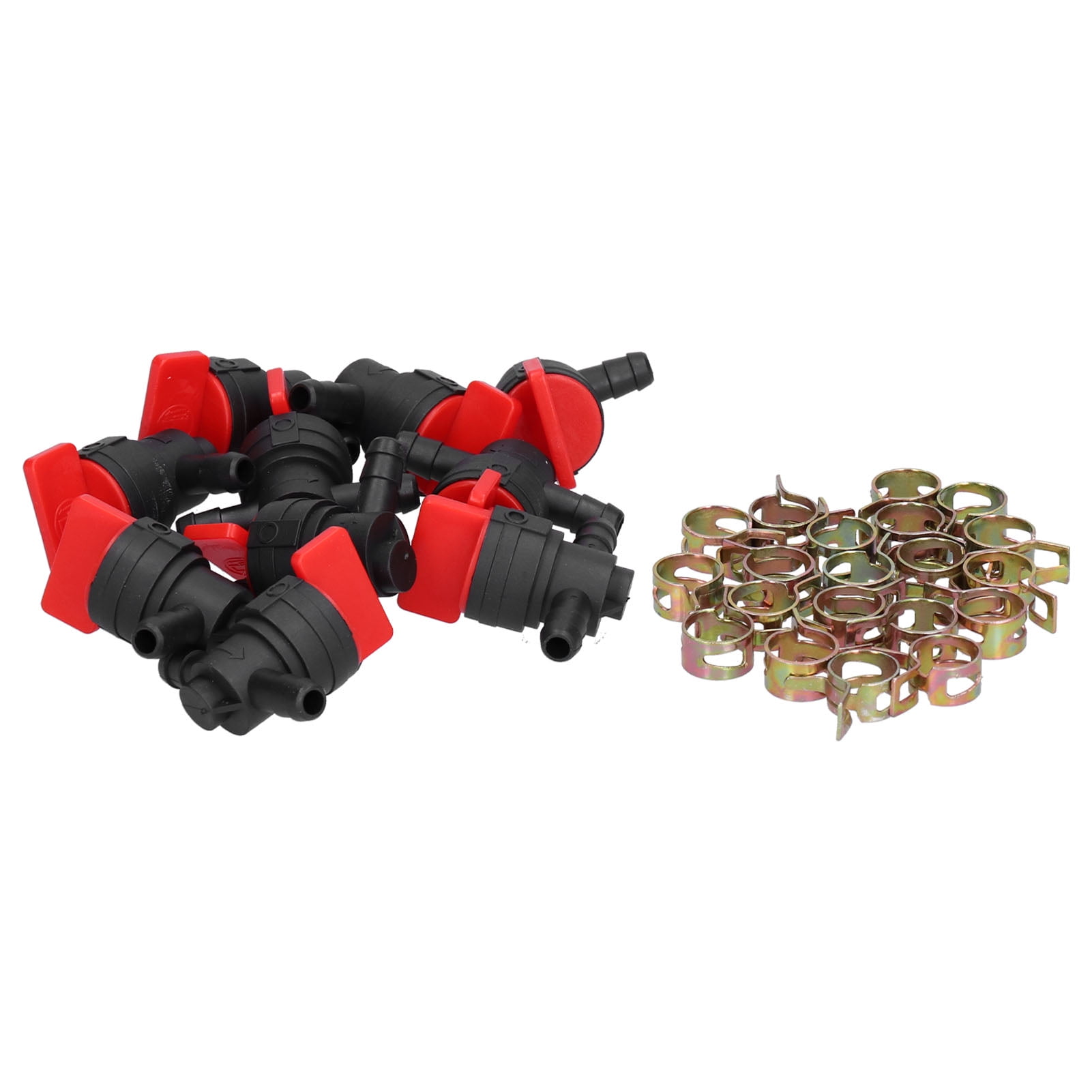 10PCS Black Red 90Degree Fuel Cut Off Valve Clamp Part for 1/4in Fuel