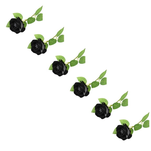 10PCS Black Roses Artificial Flowers, Fake Roses Bouquet, Artificial Black Rose with Stems for Wedding Flowers Decoration, Valentines Day Mothers Day, Bridal Bouquet Rose (21Inch)