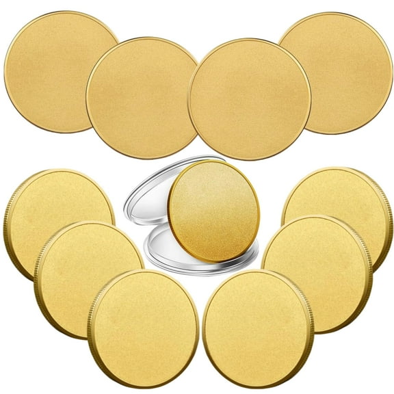 10PCS Blank Coins for Engraving, 40mm Threaded Edged Alloy Challenge Coin Blanks with Acrylic Box, Laser Engraving Blanks for DIY Commemorative Collection