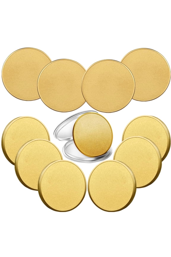 10PCS Blank Coins for Engraving, 40mm Threaded Edged Alloy Challenge Coin Blanks with Acrylic Box, Laser Engraving Blanks for DIY Commemorative Collection