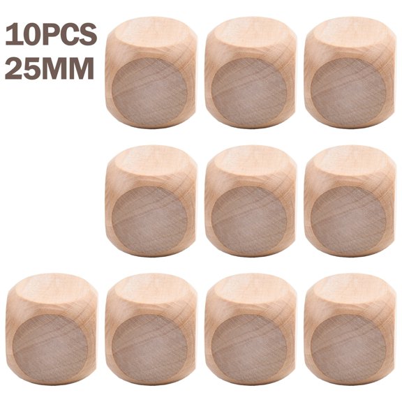 10PCS Blank Wooden Dice Unfinished Wood Cubes Square Blocks DIY Craft Printing