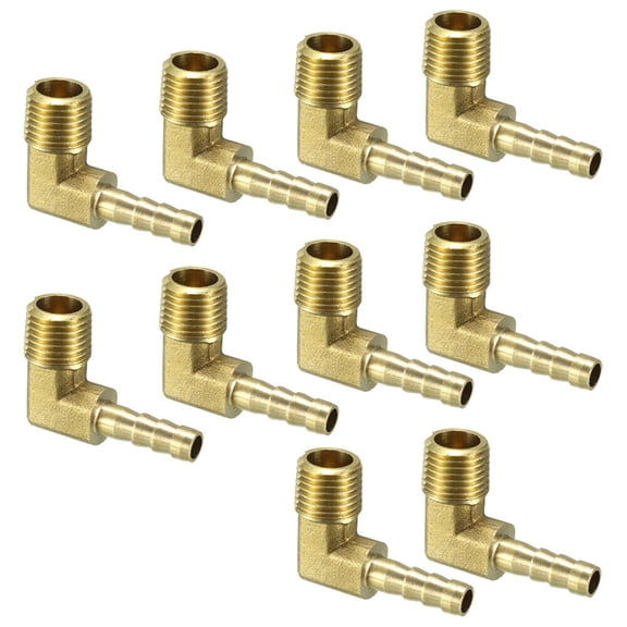 10PCS Brass Barb Hose Fitting 90 Degree Elbow 6mm Barbed x 1/4 PT Male Pipe USA