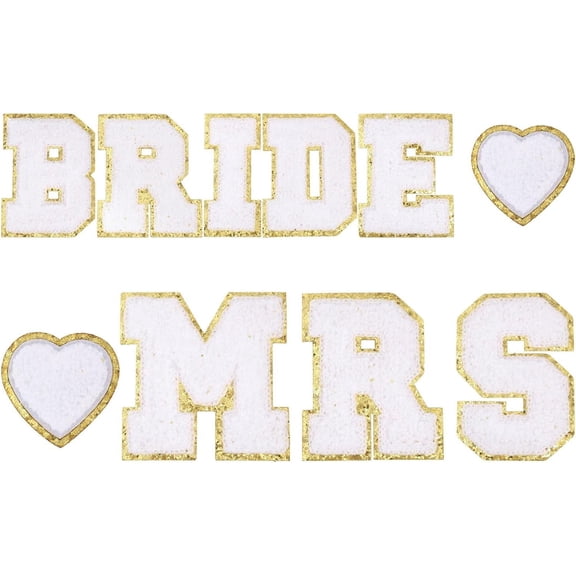 10PCS Bride Iron On Patches 3.1inch Iron On Letters for Clothes Alphabet Patches Sew Embroidered Patches Letter Sew On Patches for Jackets Hats Backpacks Jeans DIY Accessories White