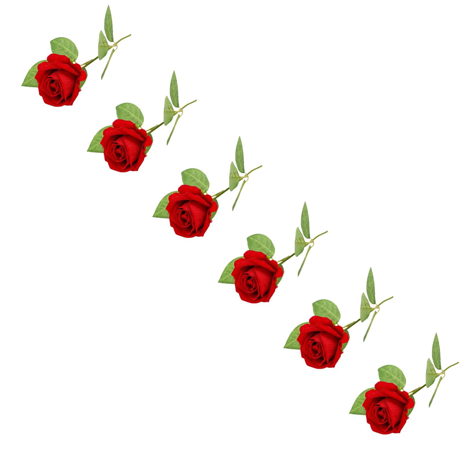10PCS Bright Red Roses Artificial Flowers, Fake Roses Bouquet ...