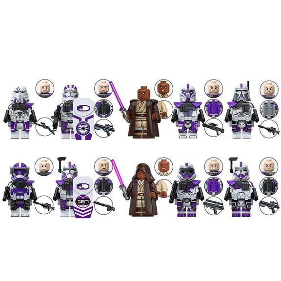 10PCS Building Blocks Set Creative Space Minifigures Action Toys for Boys Girls Birthday Gift Cake Decorations