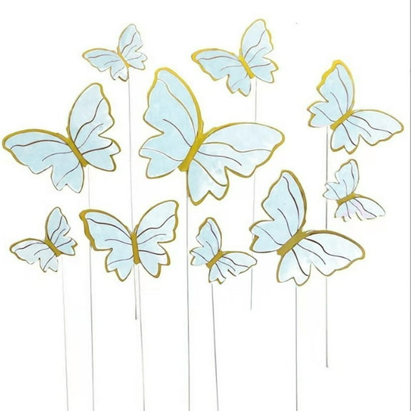 10PCS Butterfly Cake Toppers Set Food Grade Paper Baking Decoration for Birthday
