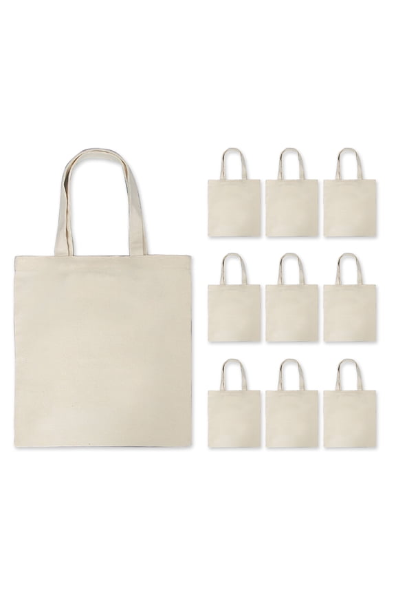 10PCS Canvas Bag Handbag Large Capacity Solid Color Foldable Reusable Lightweight Shopping Bag Cloth Bag Tote Bag