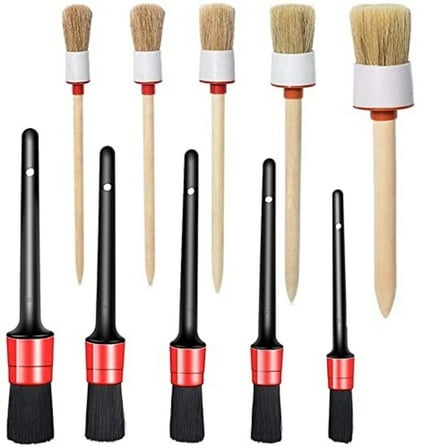 10PCS Car Auto Detailing Brush Set, Auto Detailing Brushes Cleaner Car Detailing Brushes Exterior, Car Interior Brush for Detailing Cars Automotive Interior, Wheels, Exterior, Leather