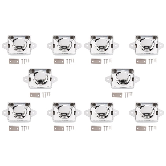 10PCS Car Push Lock Diameter RV Caravan Boat Motor Home Cabinet Drawer Latch Button Locks Furniture Hardware,Chrome