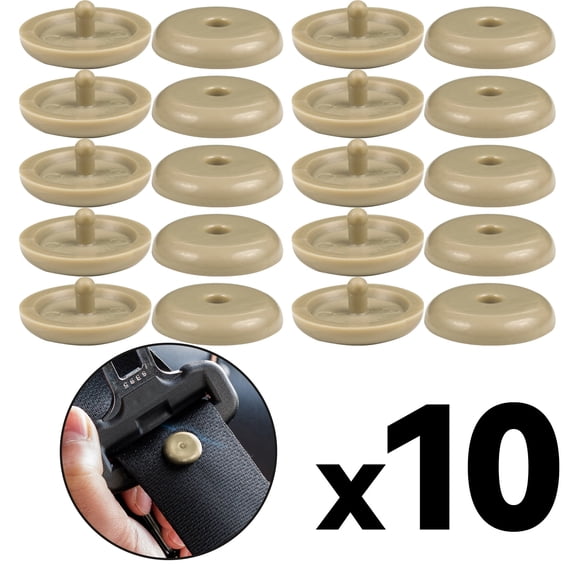 XUKEY 10PCS Car Seat Belt Stopper Spacing Limit Buckle Clips Retainer Stop Button Beige