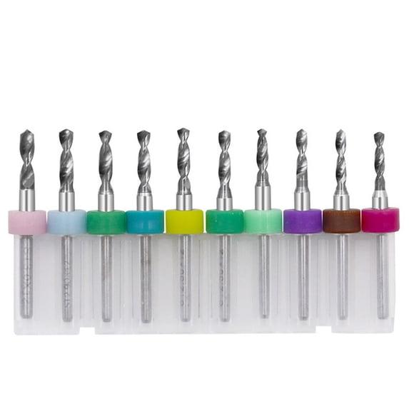 10 Pcs 1/8" 0.8-3.175mm PCB Drill Bit Set Engraving Cutter Rotary CNC End Mill Ark