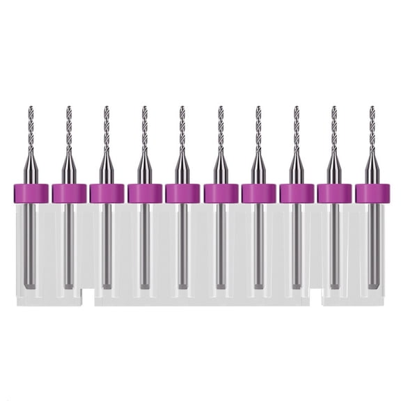 10PCS Carbide PCB Drill Bits Set for Precision Metal & Circuit Board Work, 3.175mm Shank, 12mm Length(1.0mm)
