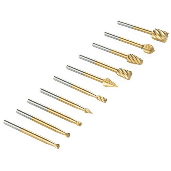 10PCS Carbide Rotary Tungsten Burr Set, 1/4- 1/8 Shank Die Grinder Bit Grinding- for Carving Metal Polishing