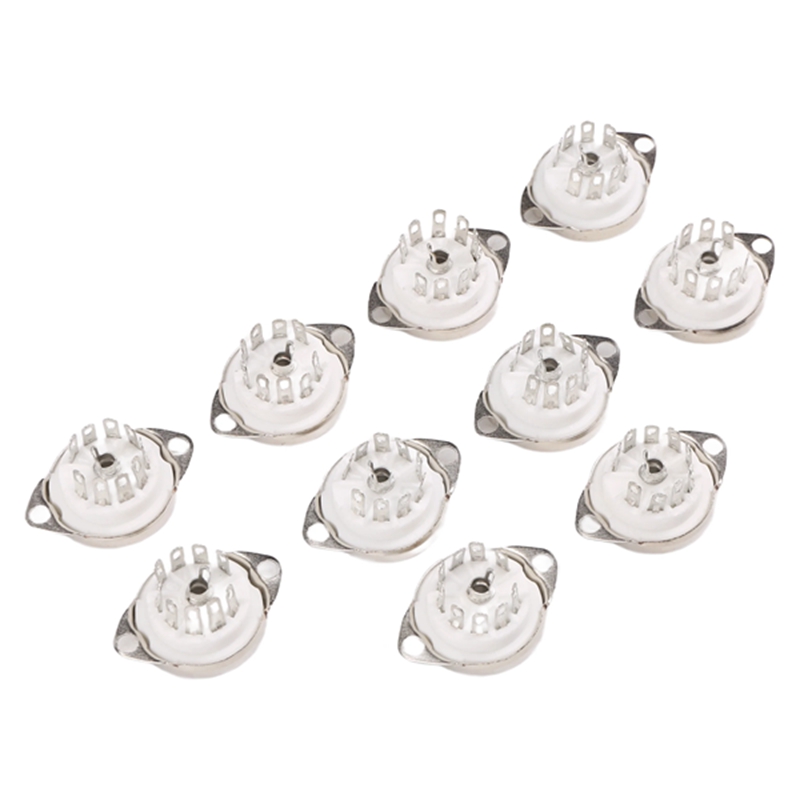 Douilles Céramique B9A Plaquées Or Pour Tubes à Vide - Lot De 10 - Compatibles ECC81, ECC82, EL84, Etc.