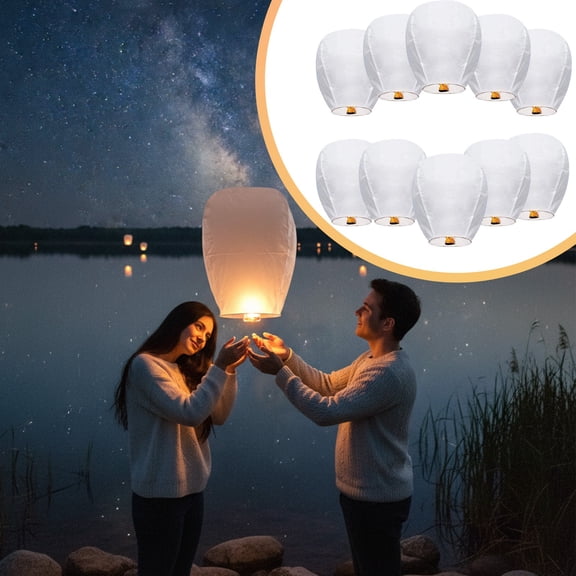 10PCS Chinese Paper Lanterns, Biodegradable Wishing Lanterns for Festivals, Memorials, Weddings, Birthdays, Parties, and Funerals