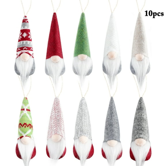 10PCS Christmas Gnomes Decorations Handmade Plush Dolls Hanging Gnomes Ornaments for Christmas Tree Home Decor