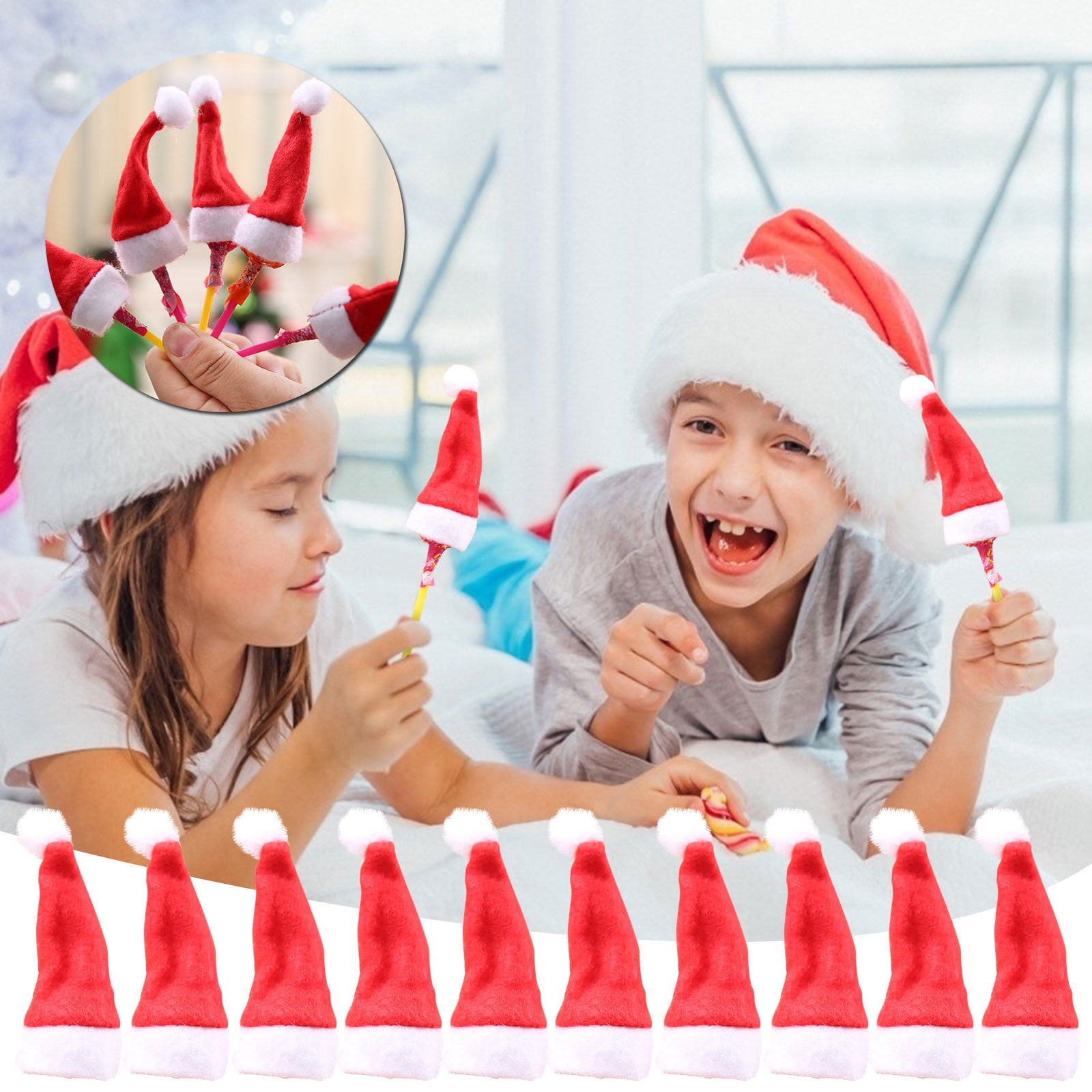 10PCS Christmas Lollipop Hat Christmas Decorations Indoor Christmas Non