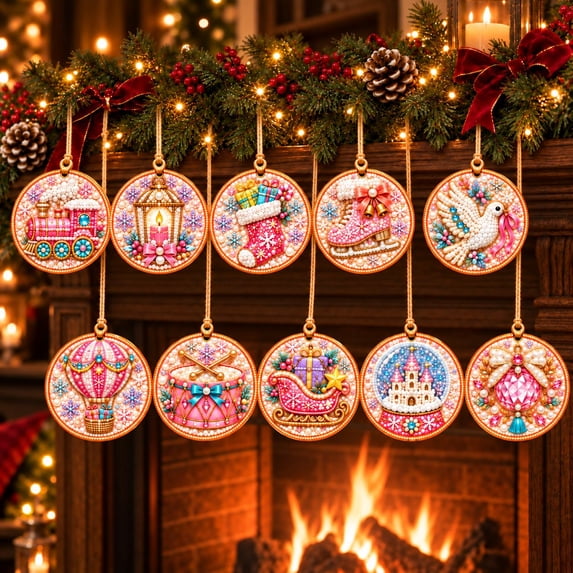 10PCS Christmas Ornaments DIY Pearl Diamond Art Kits for Adults ...