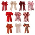 thumbnail image 1 of 10PCS Christmas Tree Topper Bow, Burlap Wreath Bows Xmas Tree Topper Rustic Handmade Tree Toppers Christmas Decorations, 1 of 9